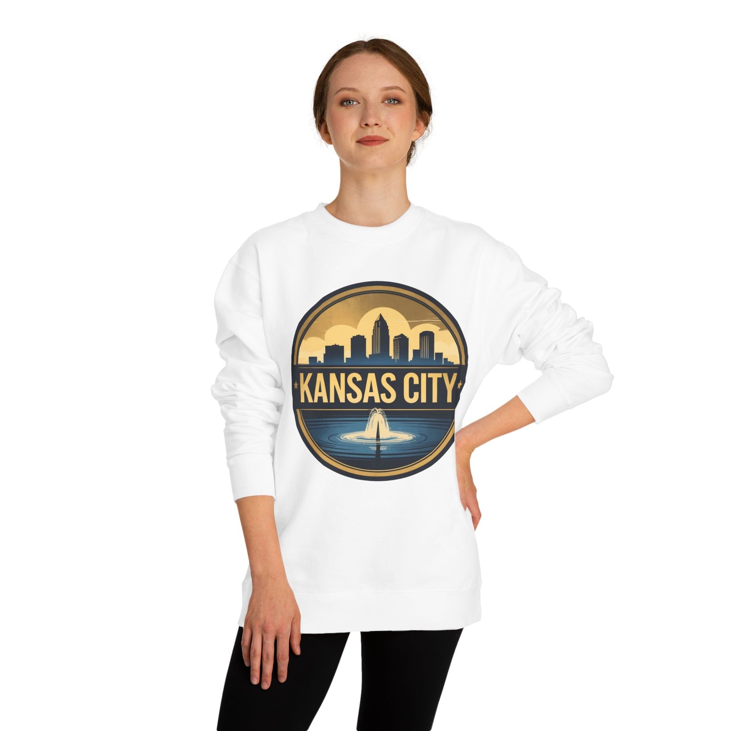Kansas City Skyline Crewneck Sweatshirt – Cityscape Fountain Graphic
