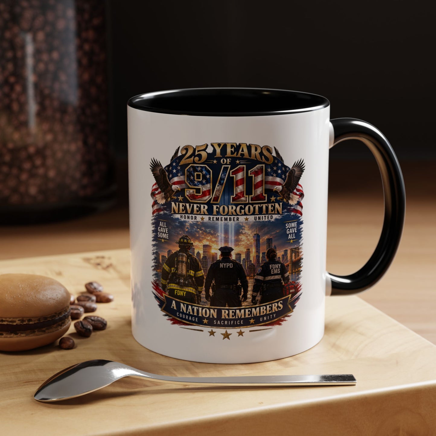 11oz/15oz Coffee Mug — 25 Years of 9/11 Never Forgotten Memorial Design