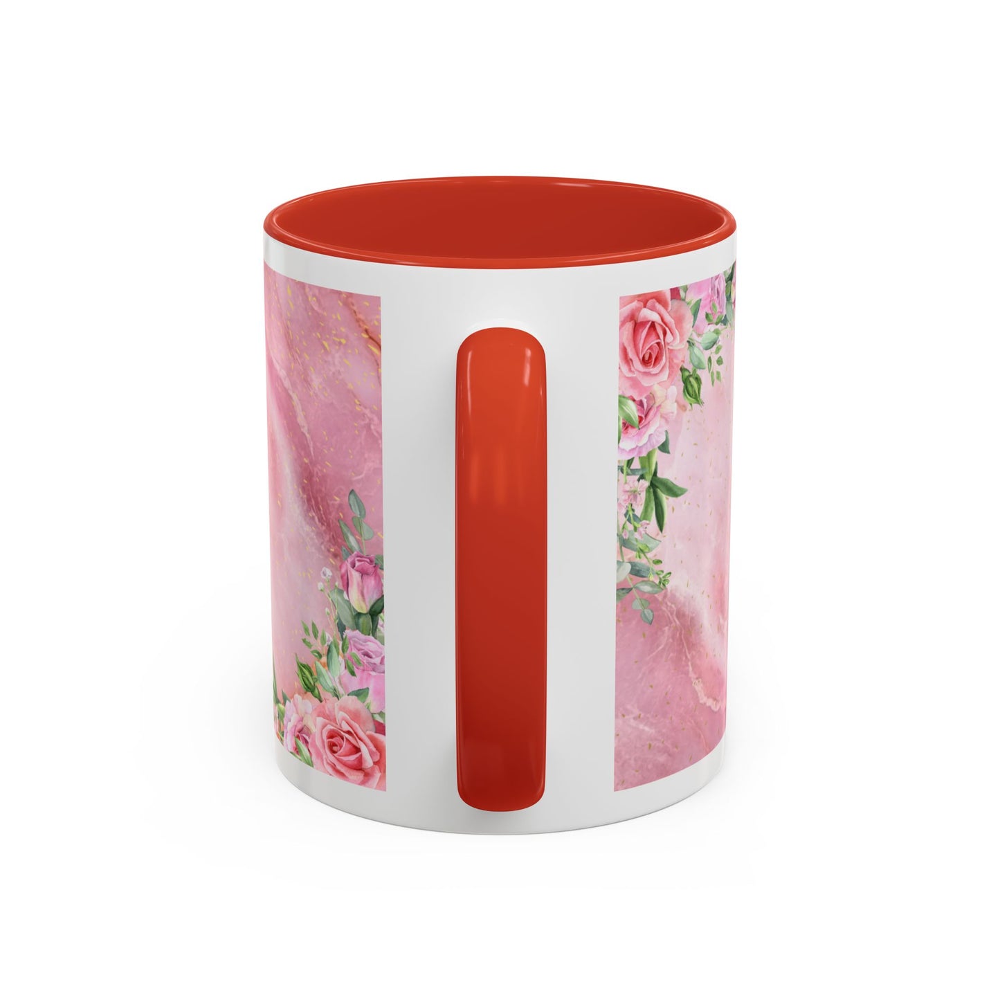 Mother’s Love Accent Coffee Mug — “A Mother's Love is the Heart of the Family” (Pink Floral, 11/15oz)