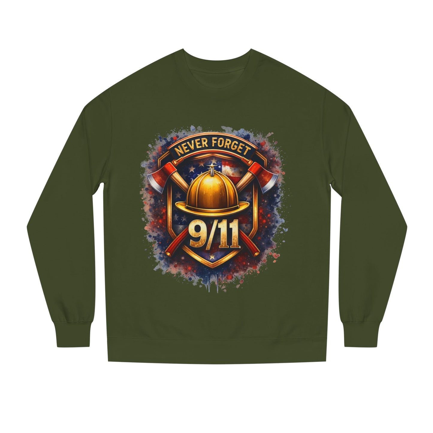 9/11 Never Forget Firefighter Helmet Crewneck Sweatshirt