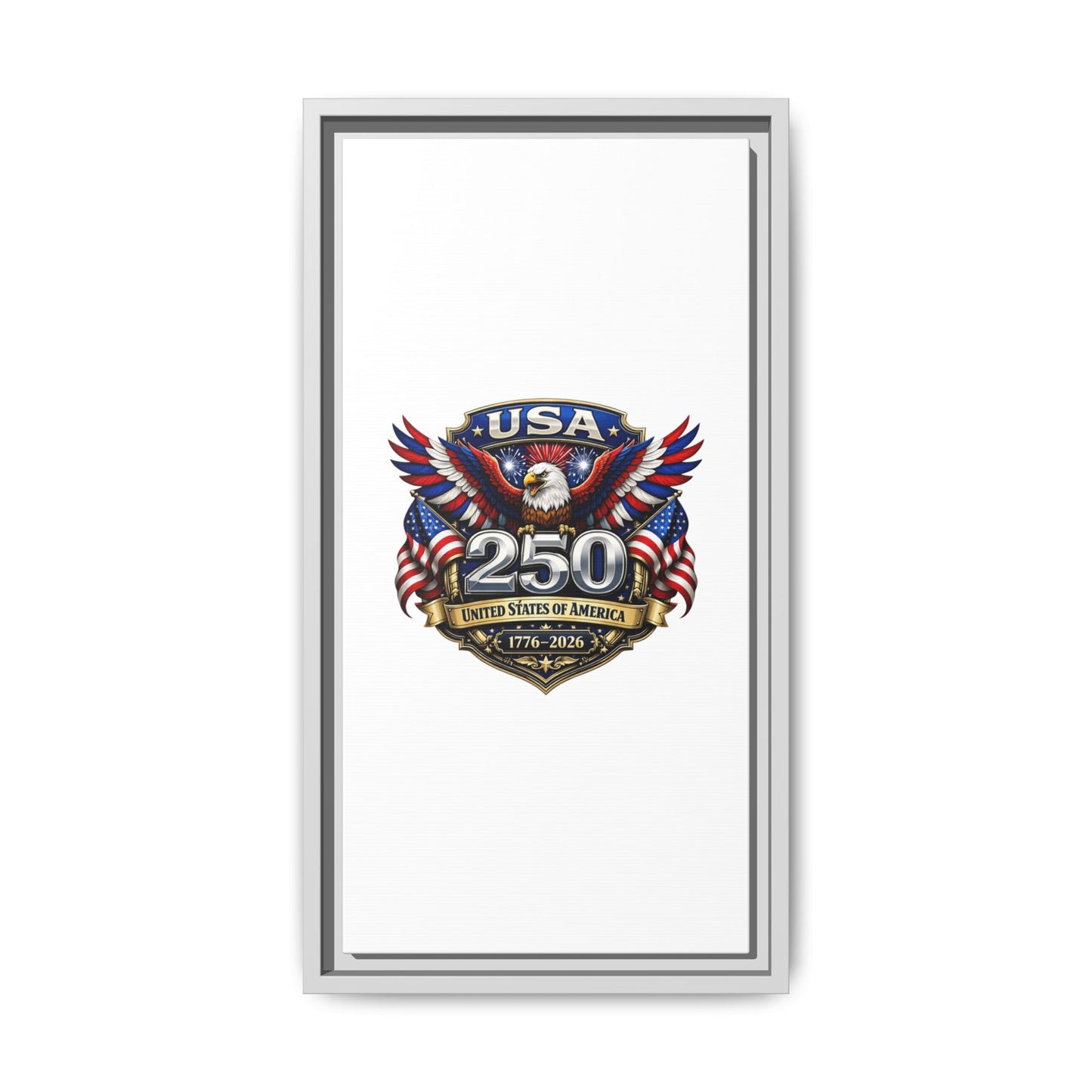 USA 250 Anniversary Framed Canvas — Patriotic Eagle 1776–2026 Wall Art