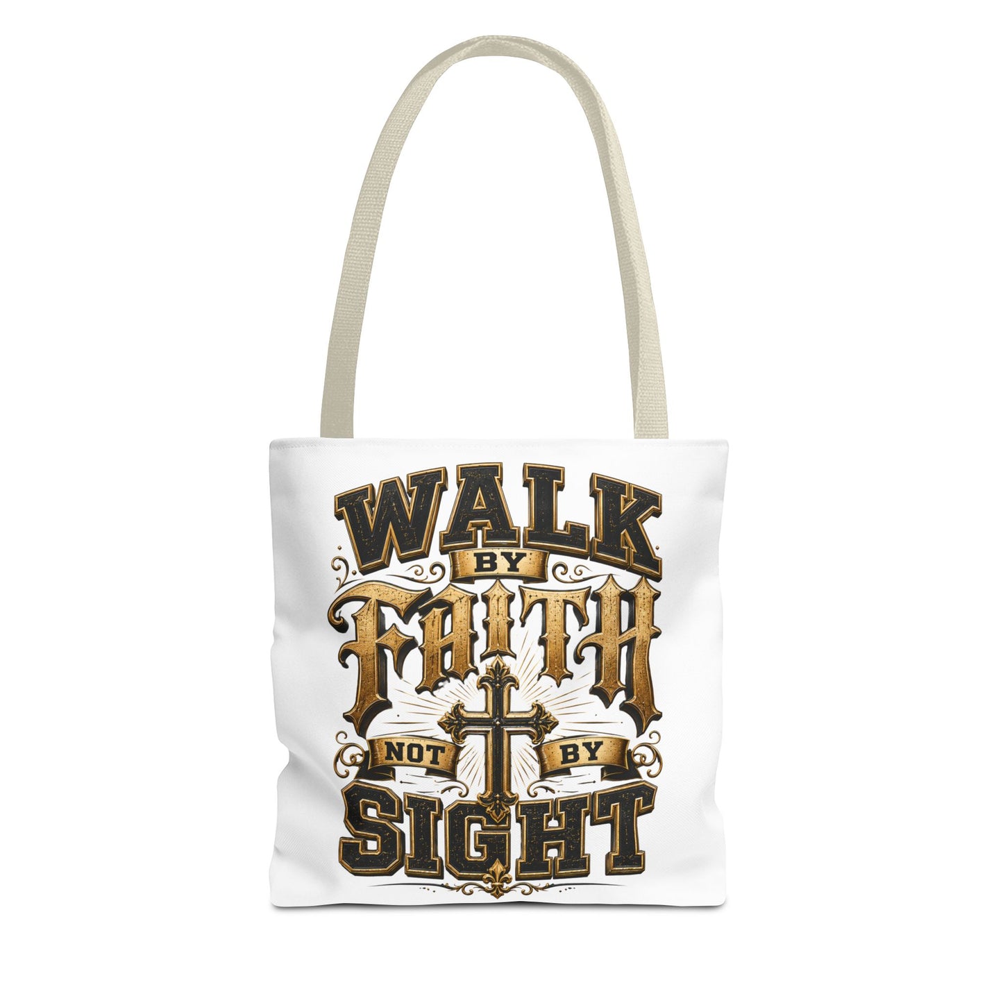 Walk by Faith Tote Bag — Christian Inspirational Cross Tote