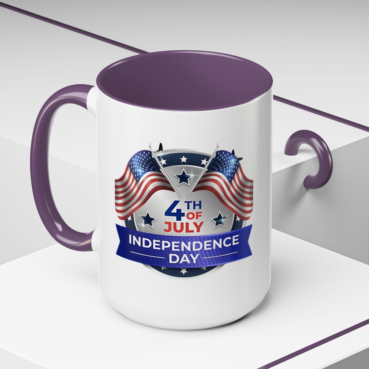 4th of July Independence Day Coffee Mug - Patriotic American Flag Accent