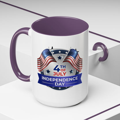 4th of July Independence Day Coffee Mug - Patriotic American Flag Accent