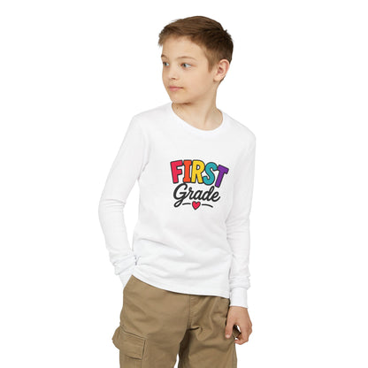 First Grade Kids Long Sleeve Tee — Colorful Back-to-School Shirt