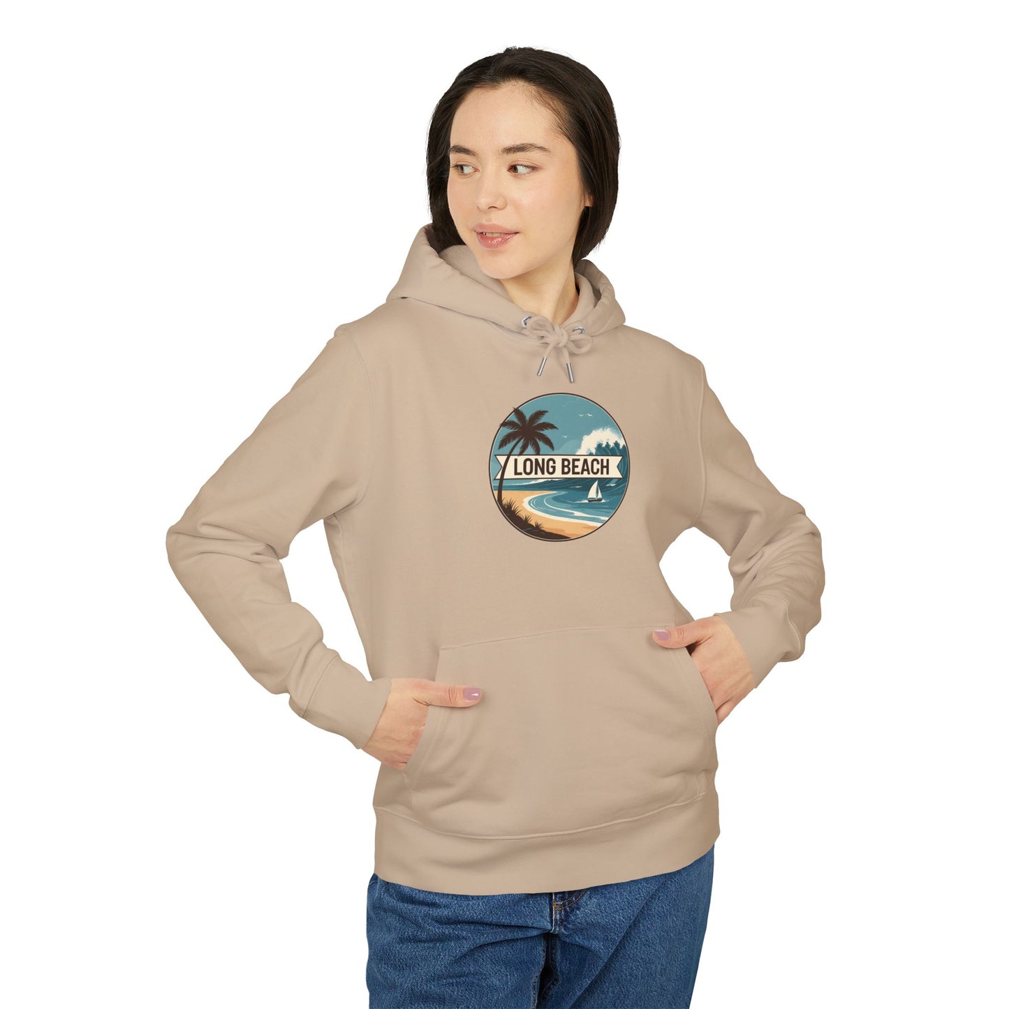 Long Beach Vintage Beach Hoodie — Retro Palm Tree Surf Pullover