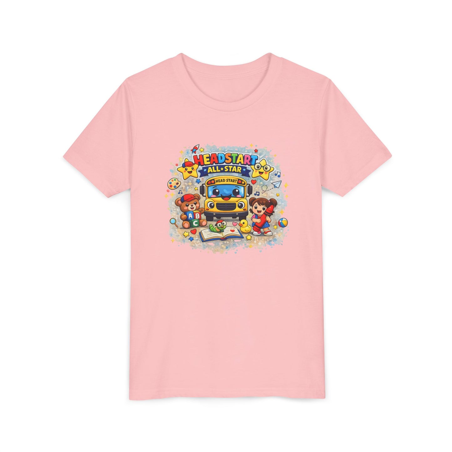 Youth Tee — "Headstart All-Star" Cute School Bus & Characters Back-to-School Shirt