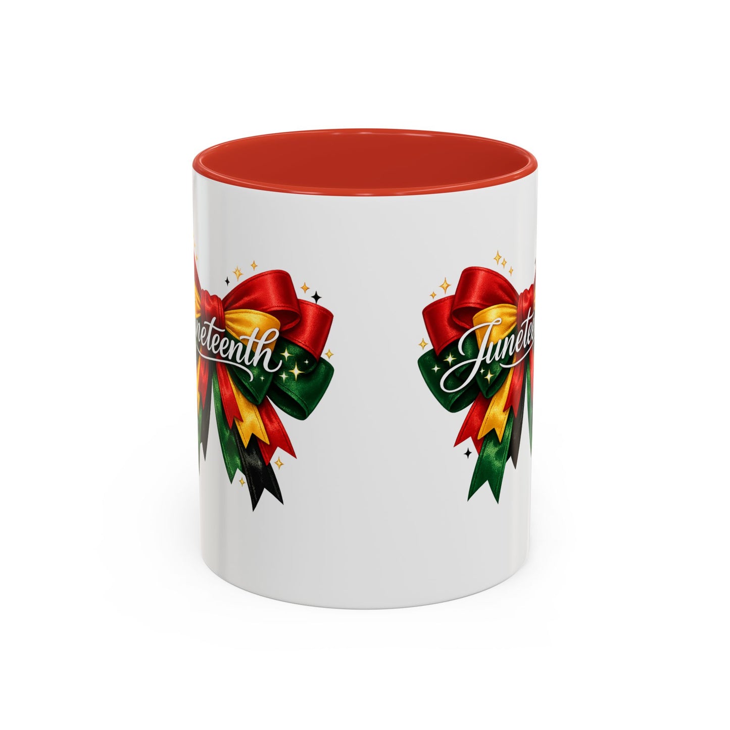 Juneteenth Ribbon Coffee Mug — Black/Red/Green Celebration Accent Mug