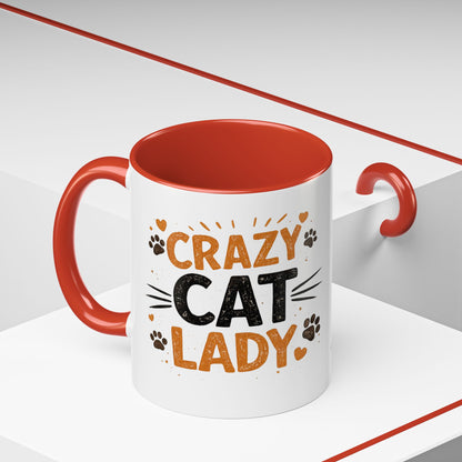 Cat Mug — "Crazy Cat Lady" Cute Kitten Accent Coffee Mug (11/15 oz)