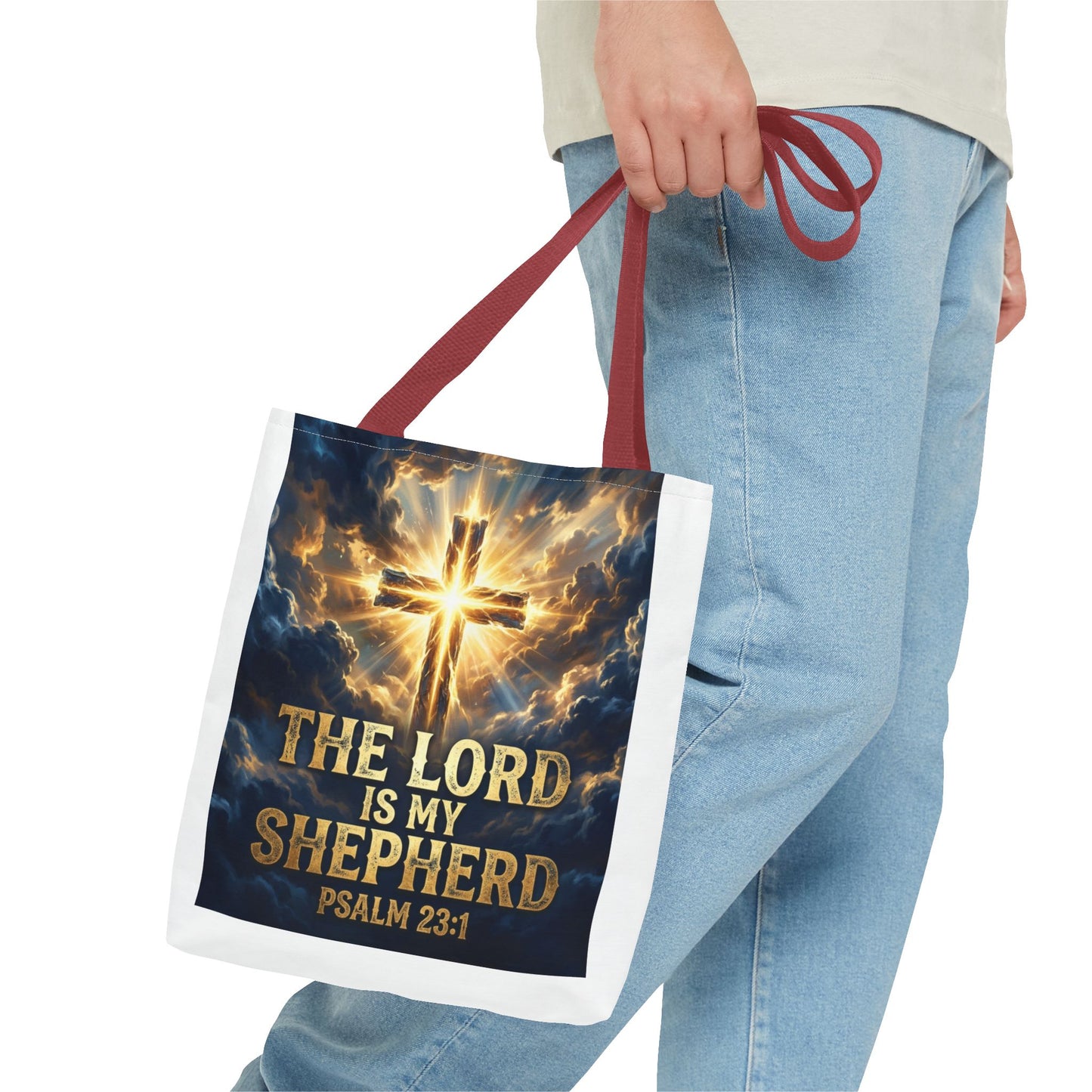 "The Lord Is My Shepherd" - Psalm 23:1 Religious Cross Tote Bag