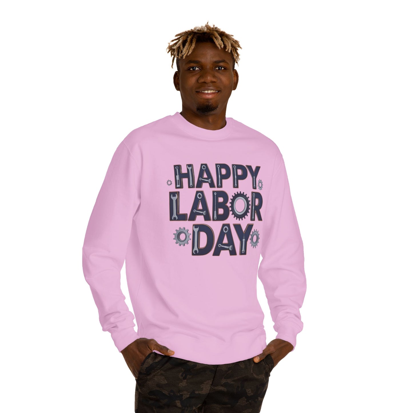 Labor Day Sweatshirt - "Happy Labor Day" Gear with Industrial Gear Design