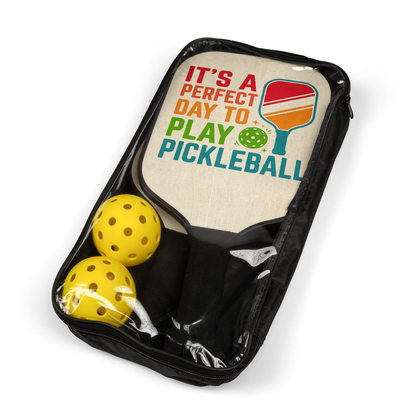 Pickleball Paddles - "It's a Perfect Day to Play Pickleball" Retro Set (2-Pack)