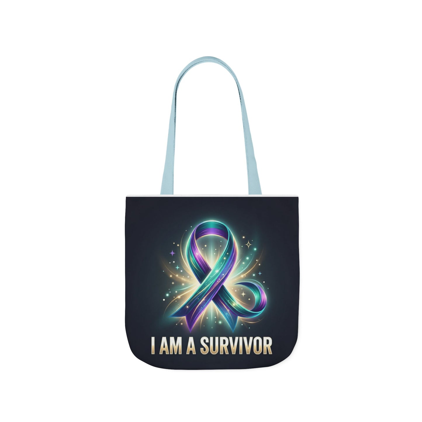 Survivor Ribbon Canvas Tote Bag — "I Am a Survivor" Inspirational Awareness Tote