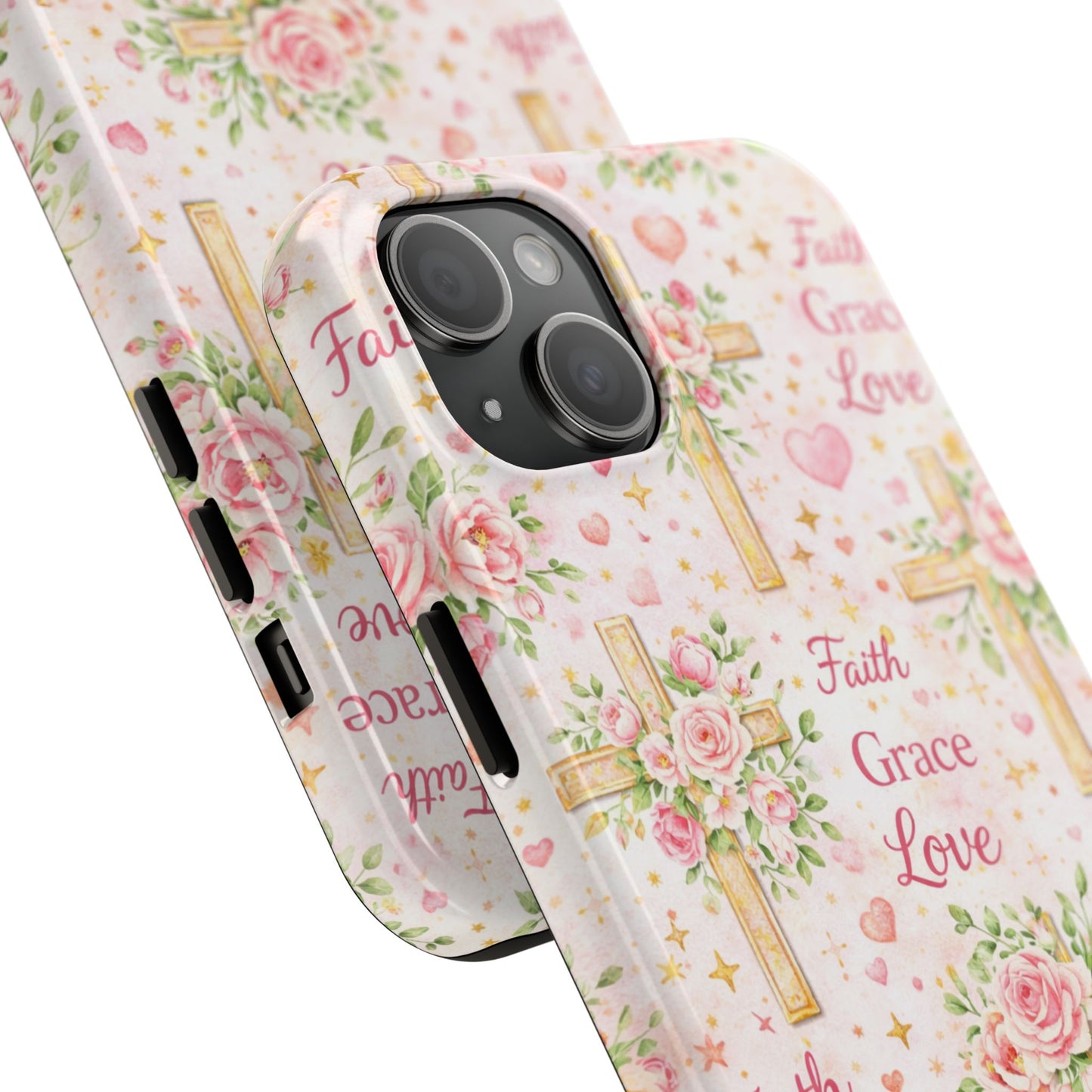 Faith Grace Love Cross Phone Case | Christian Floral iPhone Case