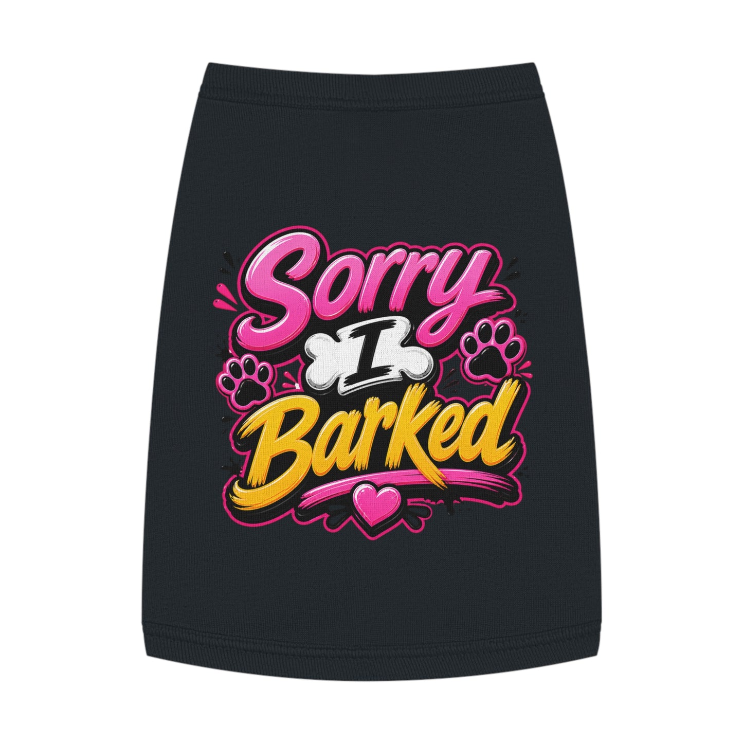 Dog Tank Top — “Sorry I Barked” Cute Paw Print Pet Shirt
