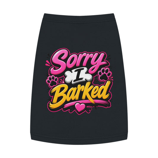 Dog Tank Top — “Sorry I Barked” Cute Paw Print Pet Shirt