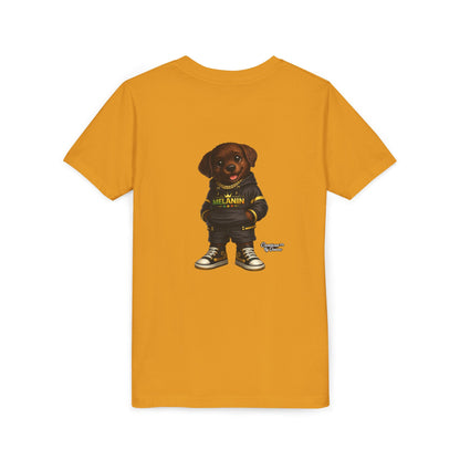 Youth Tee — Cute Puppy "Melanin" Streetwear Graphic