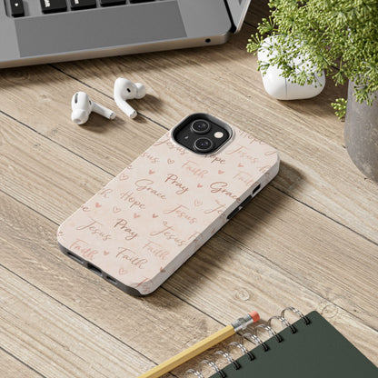 Pray Grace Hope Phone Case | Christian Floral iPhone Case