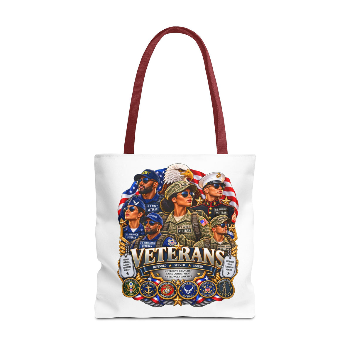 Veterans Tribute Tote Bag – Patriotic Military Honor AOP Tote