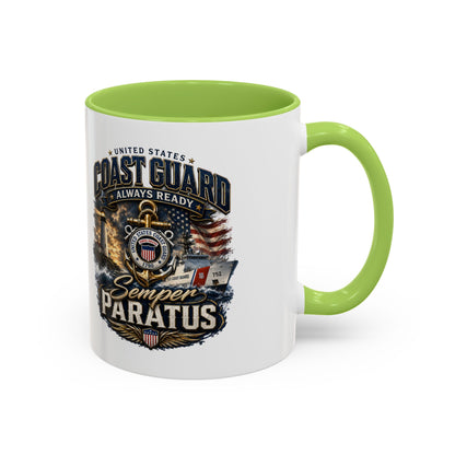 Coast Guard Semper Paratus Accent Coffee Mug – Patriotic Military Gift (11/15oz)
