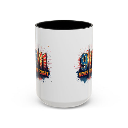 9/11 Never Forget Coffee Mug — Patriotic Memorial Accent Mug
