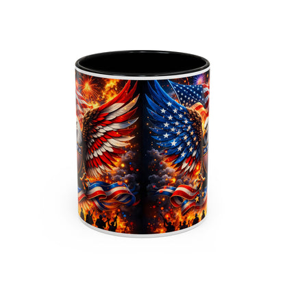 Patriotic Eagle Coffee Mug — American Flag Bald Eagle Accent Mug (11/15oz)