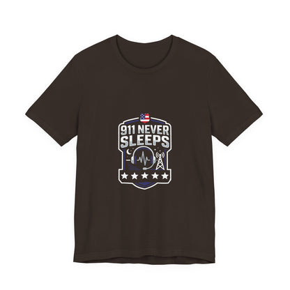 911 Never Sleeps T‑Shirt — Emergency Responder Tribute Tee