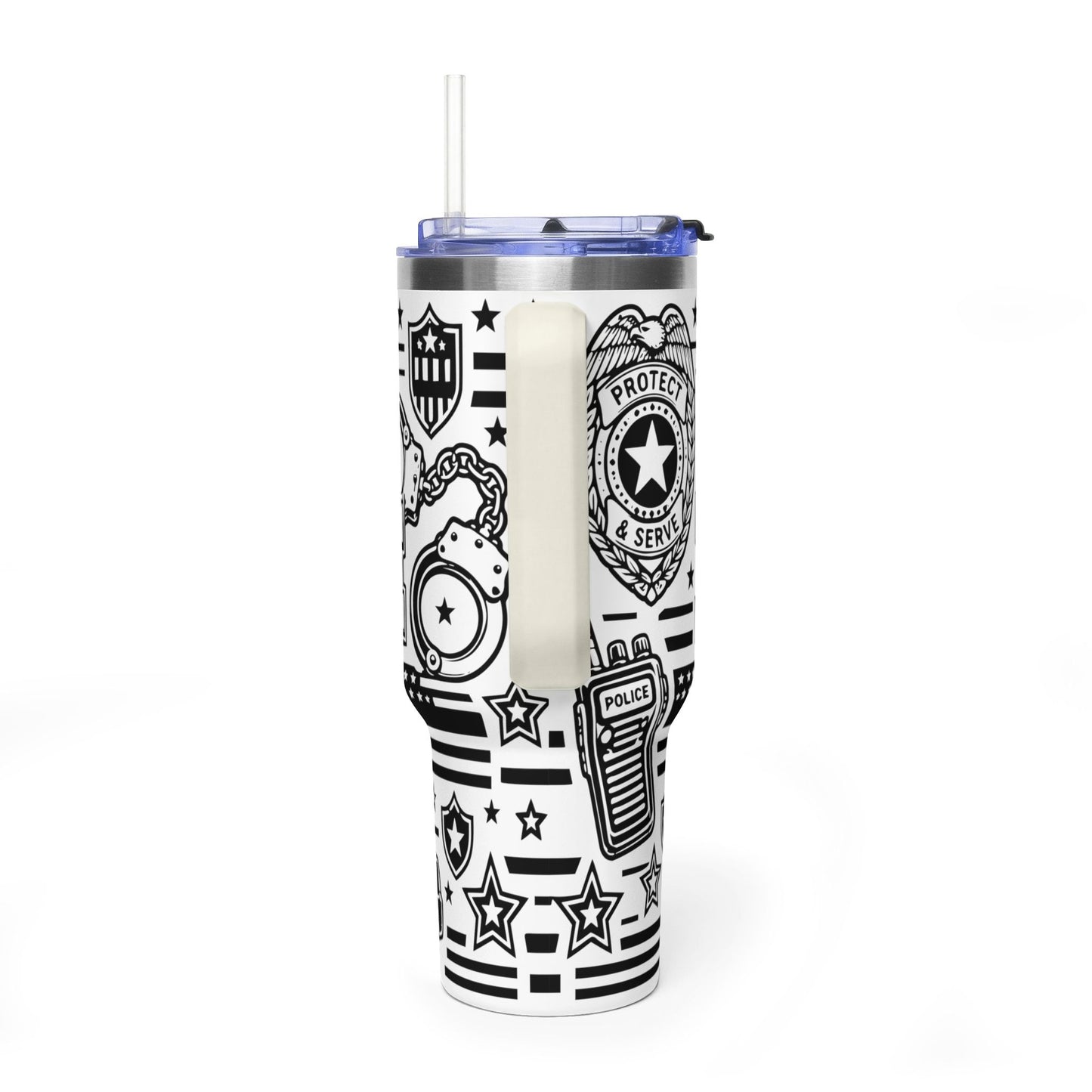 Tumbler — 'Police Dad' 40oz Vacuum Insulated Travel Mug (Patrol Badge Design)