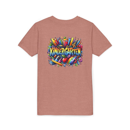 Kindergarten Colorful School Supplies Youth Tee — Back-to-School Kids T-Shirt