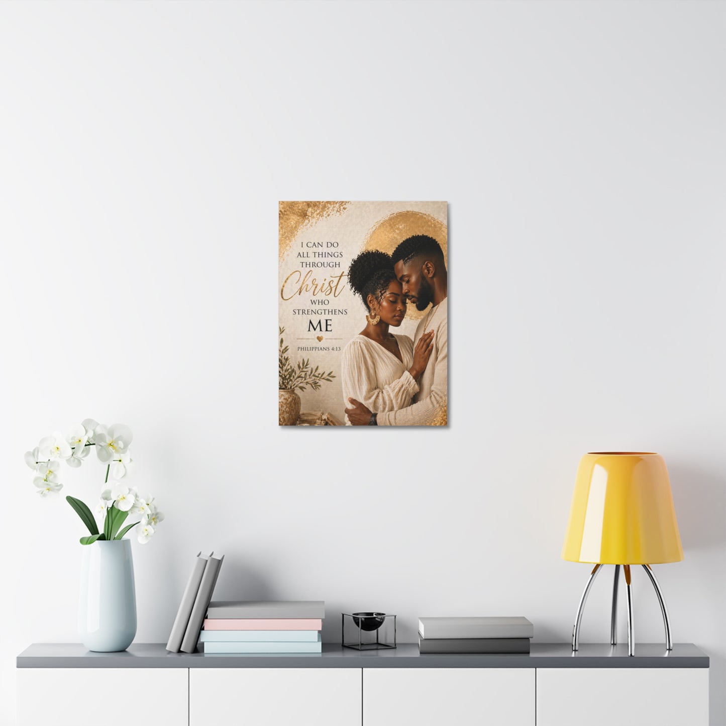Stretched Canvas - "I Can Do All Things Through Christ" Inspirational Scripture Wall Art