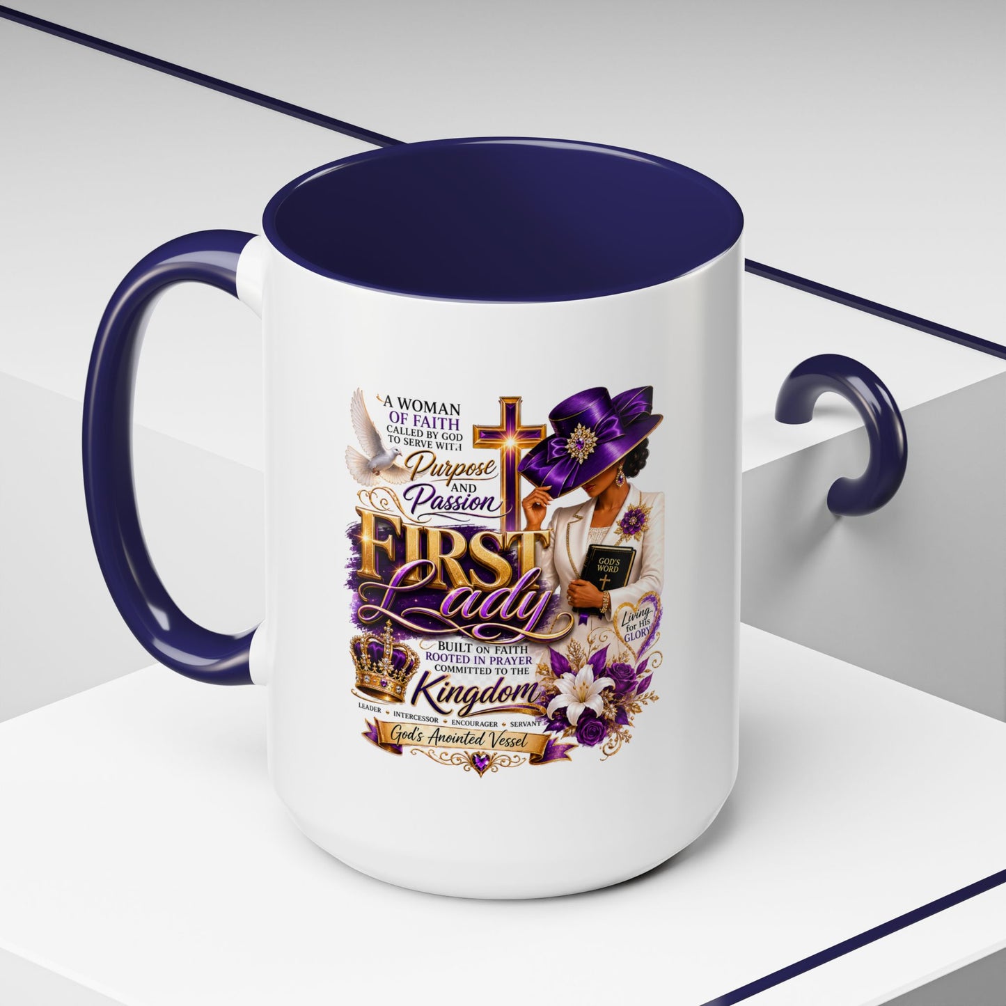 First Lady of Faith Accent Coffee Mug — Inspirational Christian Gift (11/15oz)