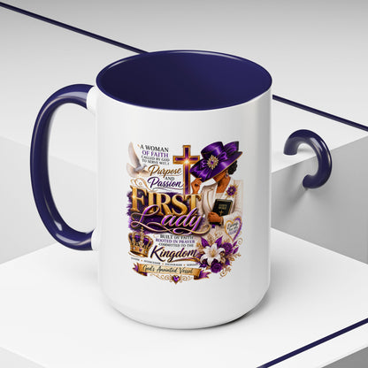 First Lady of Faith Accent Coffee Mug — Inspirational Christian Gift (11/15oz)