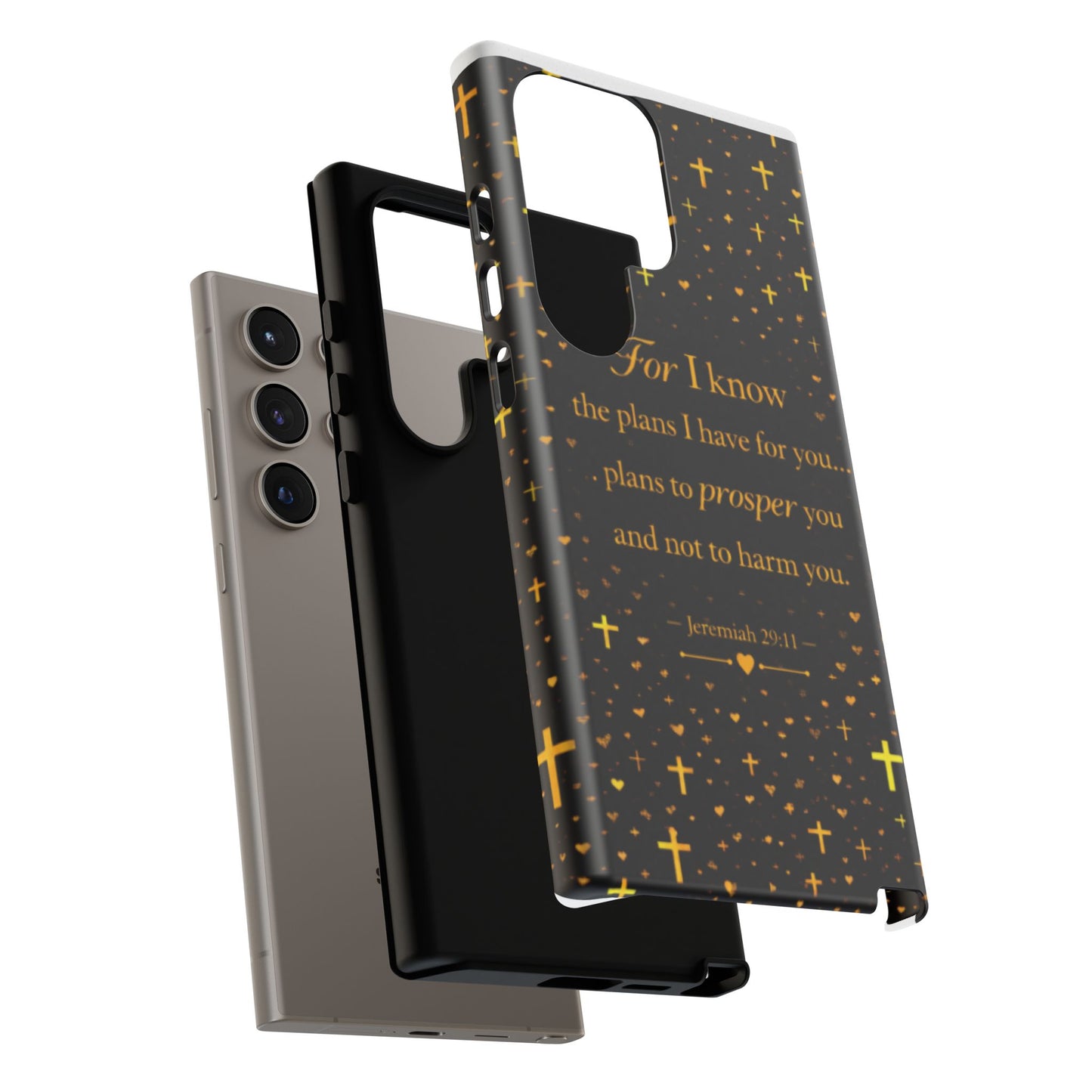 Phone Case — "For I Know" Jeremiah 29:11 Gold Cross Christian Tough Case