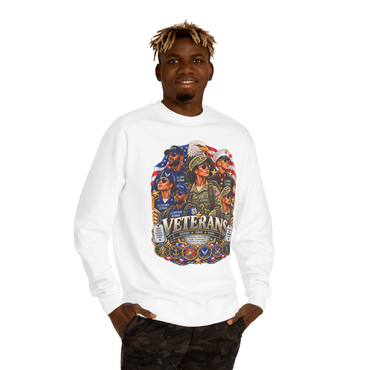 Veterans Tribute Sweatshirt — Patriotic Military Veteran Crewneck
