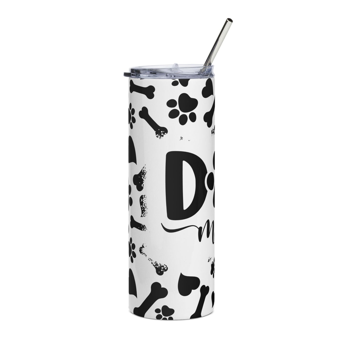 Dog Mom 20oz Stainless Steel Tumbler — Paw Print & Bone Travel Cup