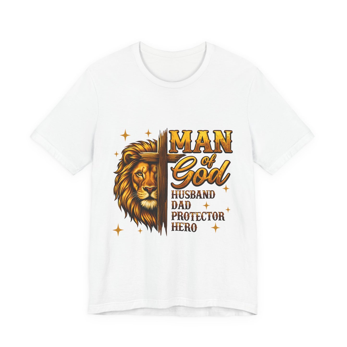 Man of God Lion T-Shirt – Husband, Dad, Protector Christian Tee