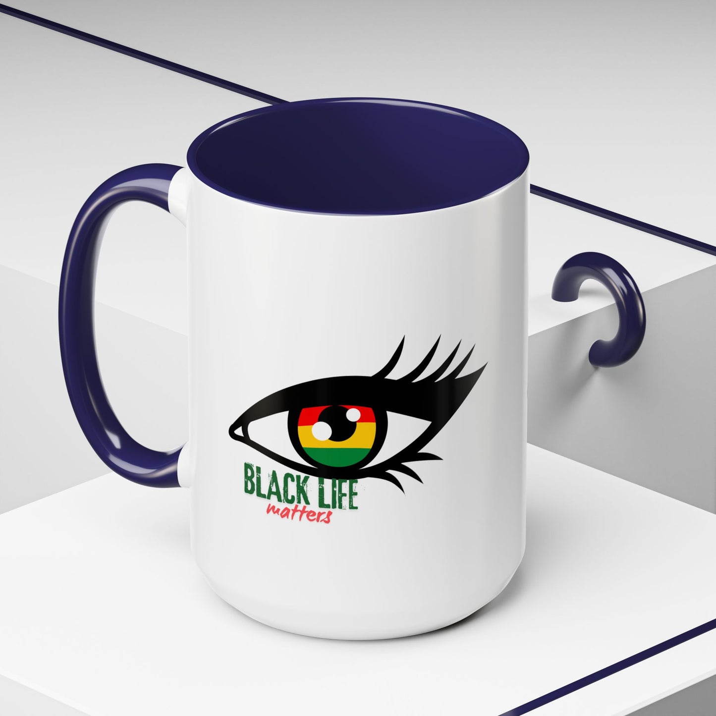 Black Life Matters Eye Accent Coffee Mug — Pan-African Pride 11/15oz