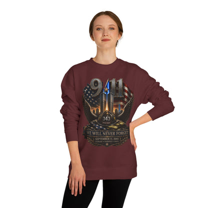 9/11 We Will Never Forget Crewneck Sweatshirt – Memorial Tribute