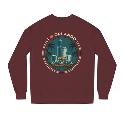 Orlando Fountain Crewneck Sweatshirt — Retro Palm Tree Cityscape