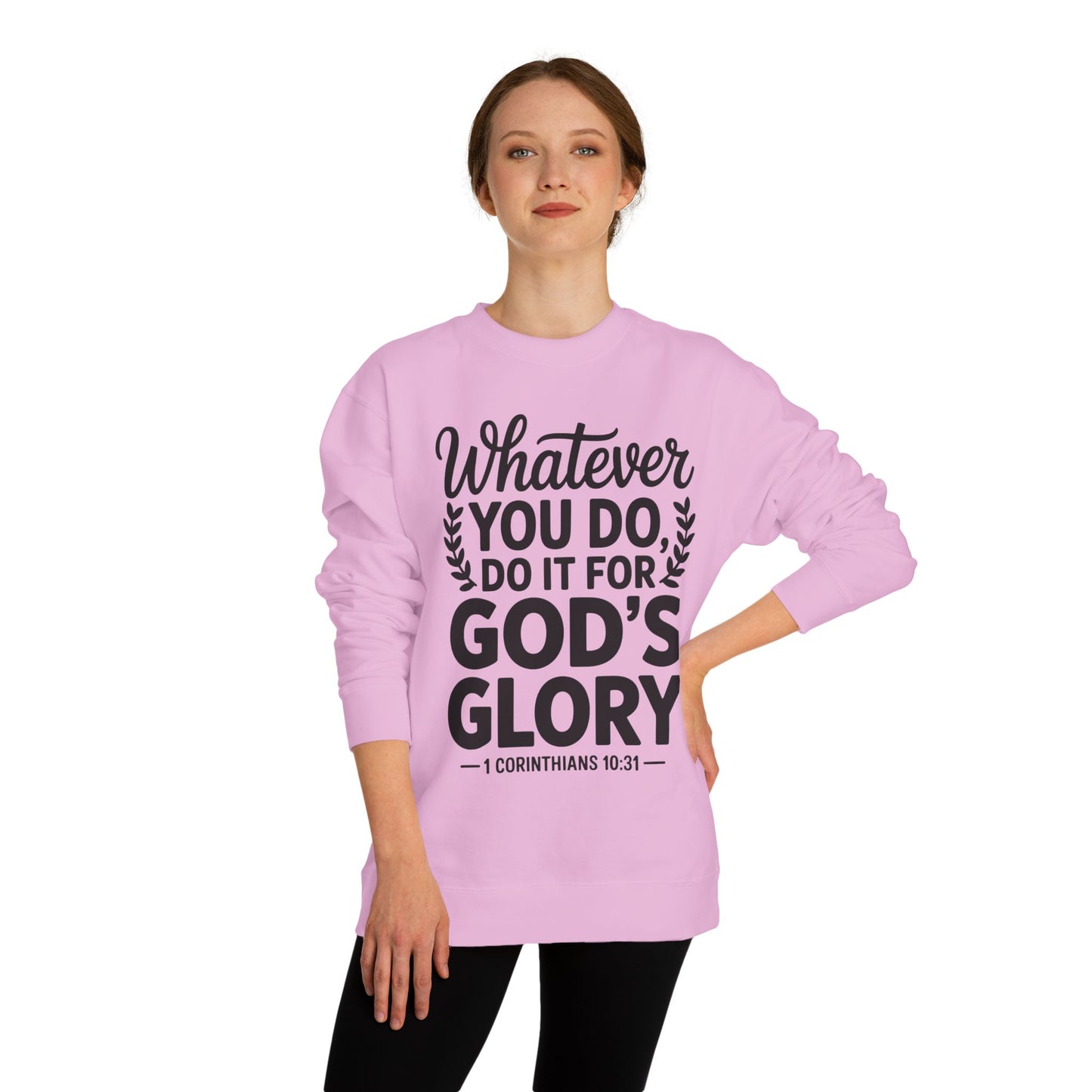 Crewneck Sweatshirt — "Whatever You Do, Do It For God's Glory" Christian Scripture Sweatshirt