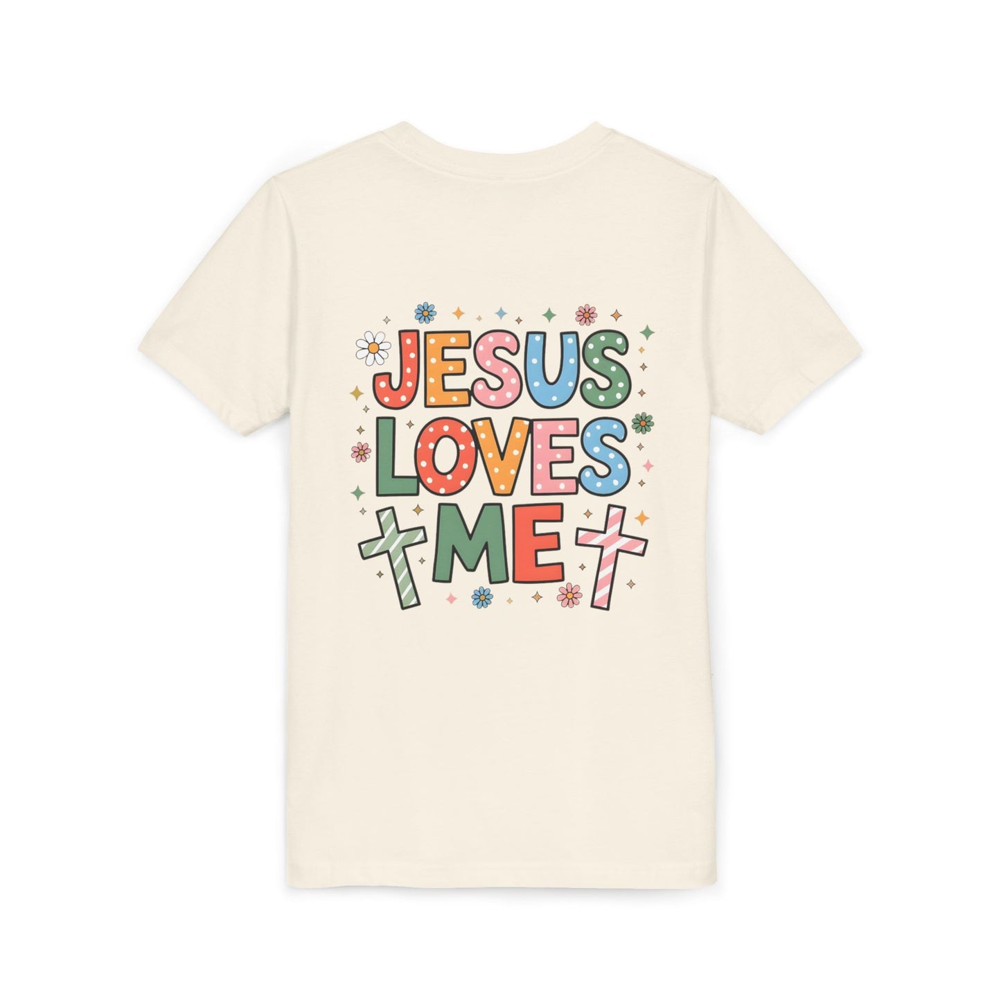 Youth Tee — "Jesus Loves Me" Colorful Christian Kids T-Shirt