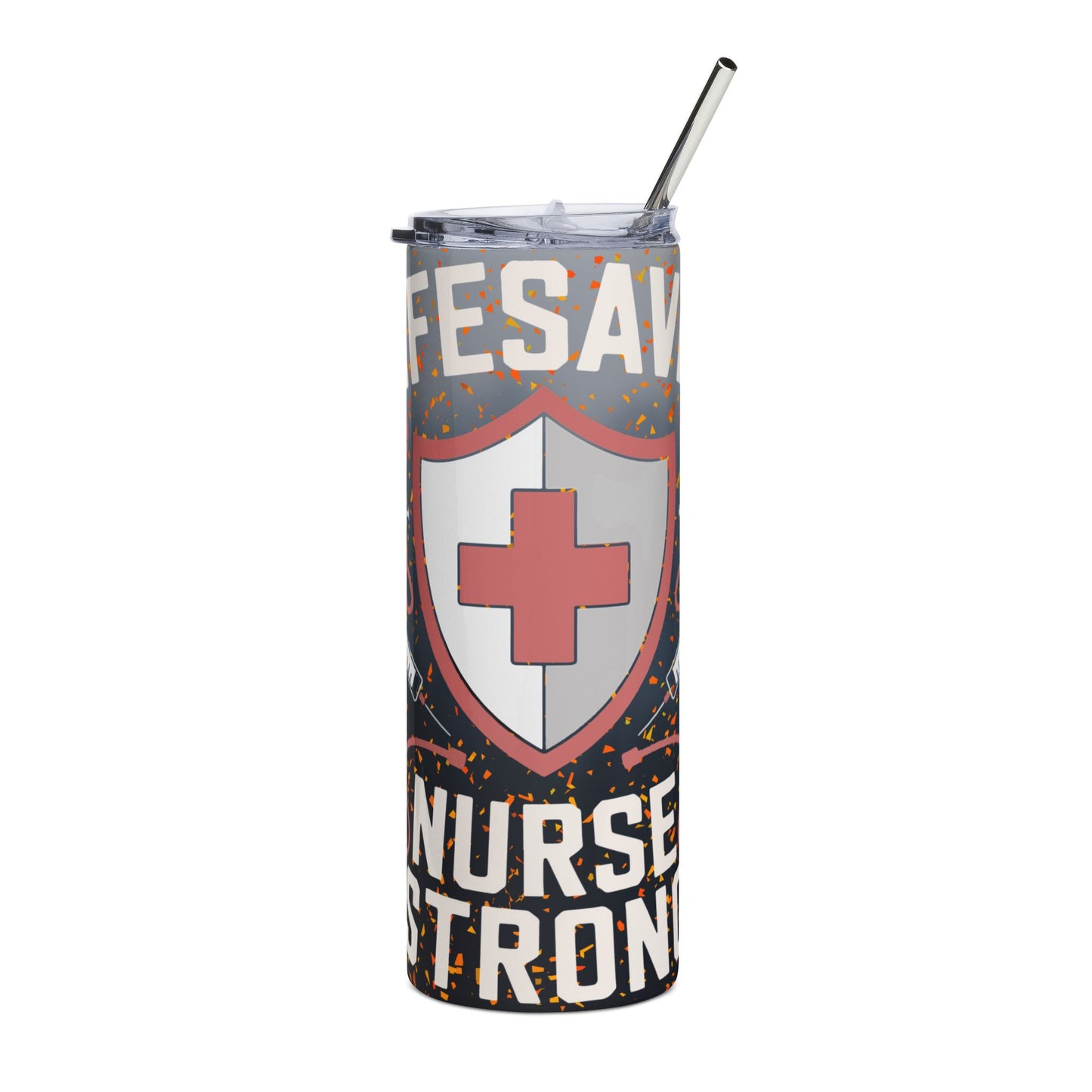 Nurse Strong 20oz Stainless Steel Tumbler — Life Saver Medical Shield Design