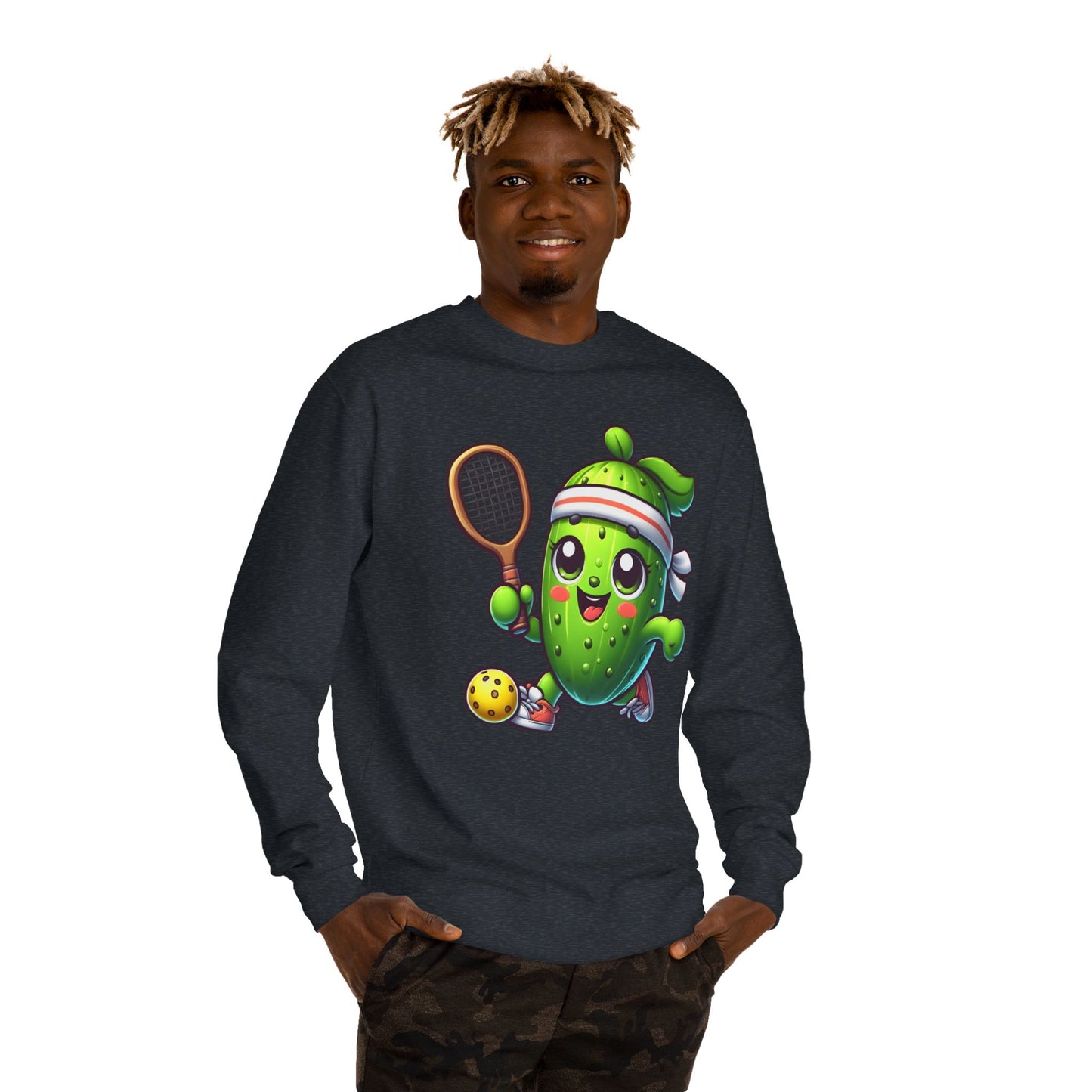 Pickleball Avocado Sweatshirt — Cute Cartoon Pickleball Player Crewneck