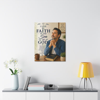 Faith in the Son of God Stretched Canvas — Christian Wall Art with Galatians Verse