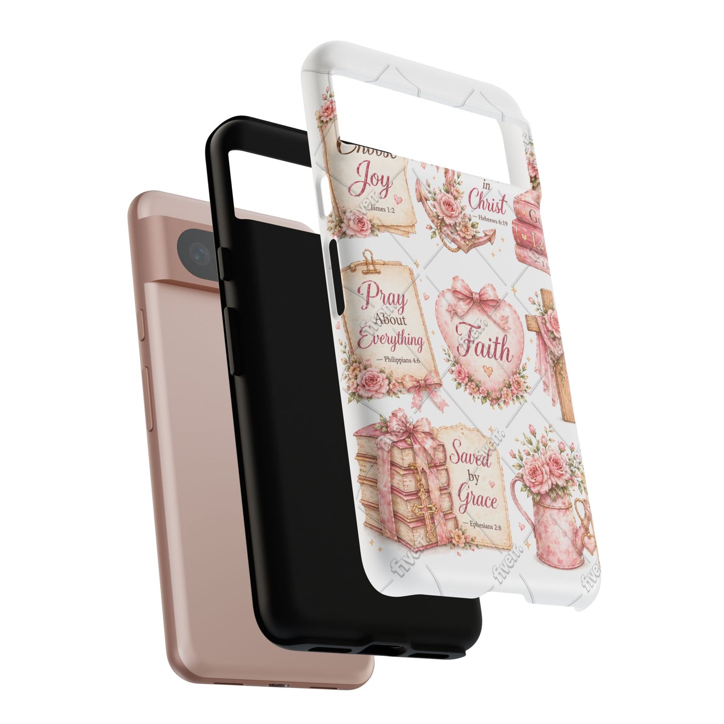 Faith Floral Phone Case – Christian Inspirational Scripture iPhone Cover (Choose Joy, Pray, Faith)