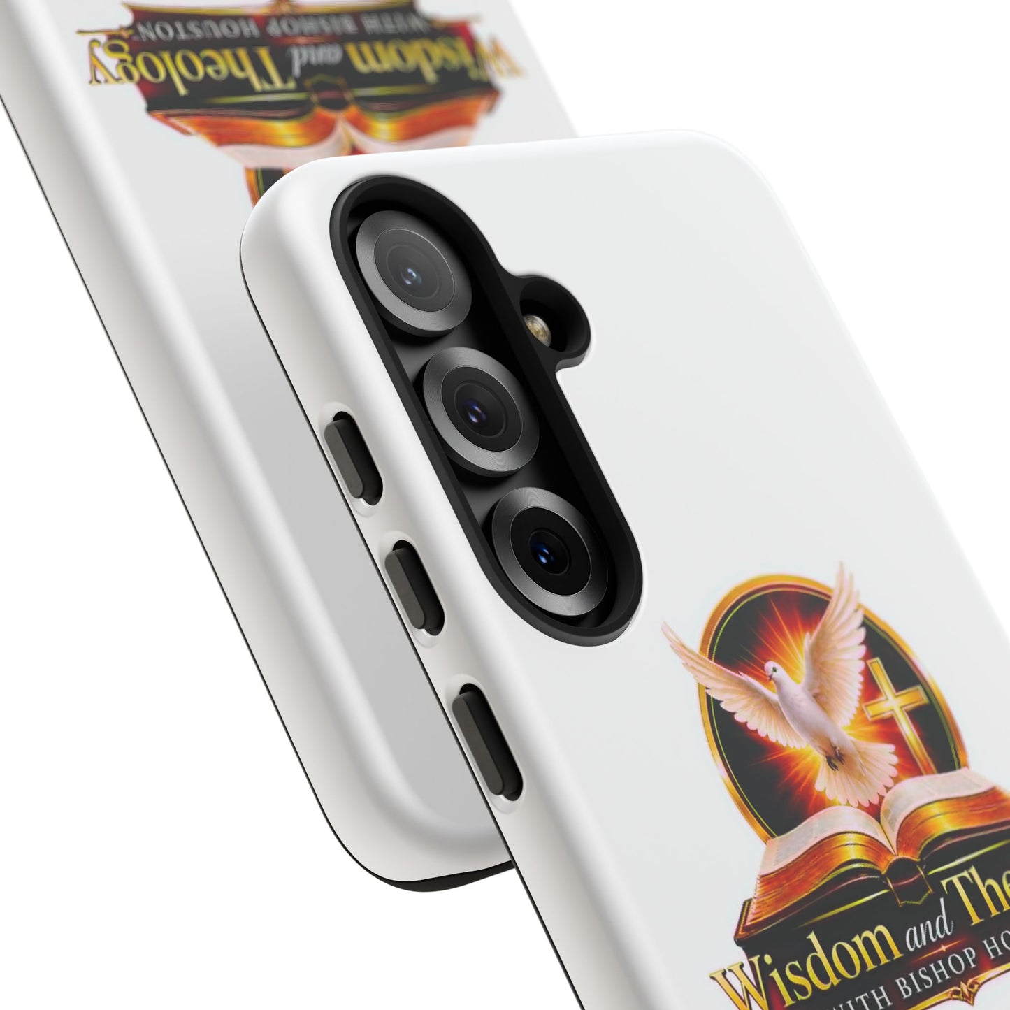 Wisdom and Theology Phone Case — Christian Dove & Cross Protective Tough Case