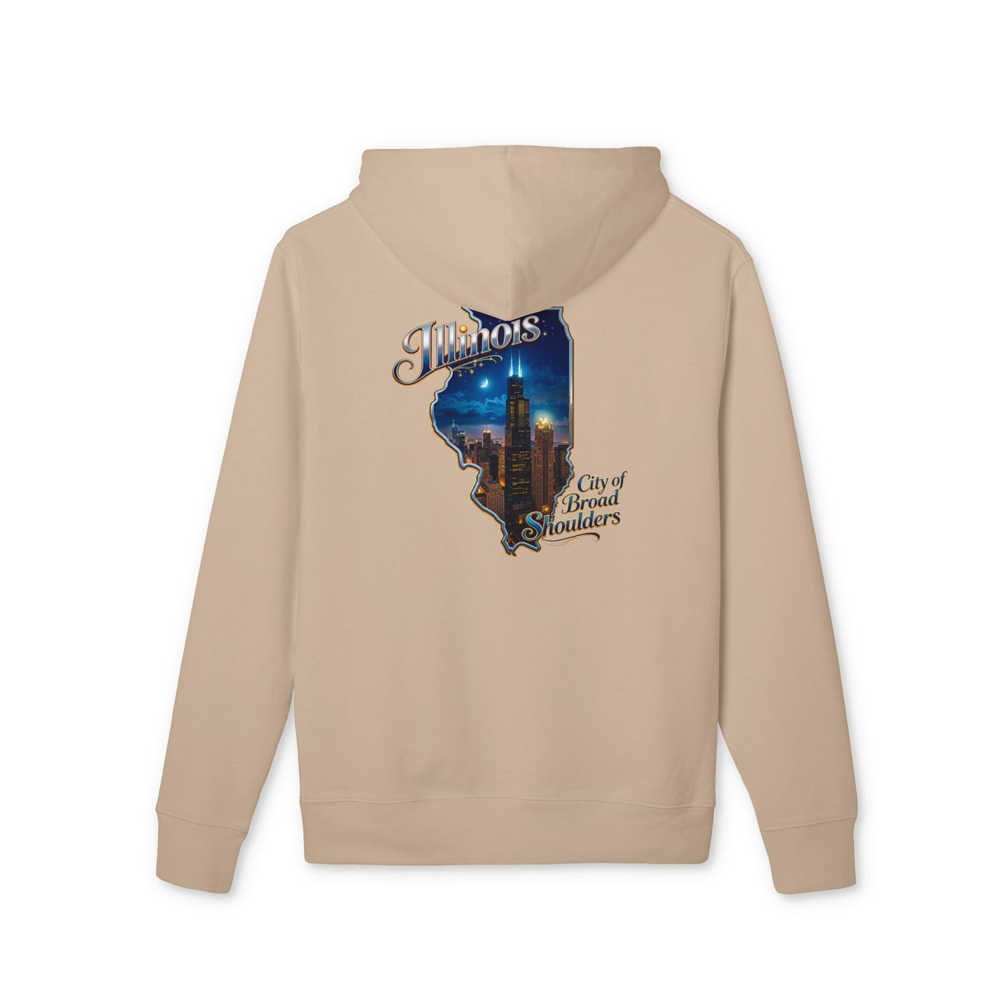 Illinois Skyline Hoodie — "City of Broad Shoulders" Retro State Map