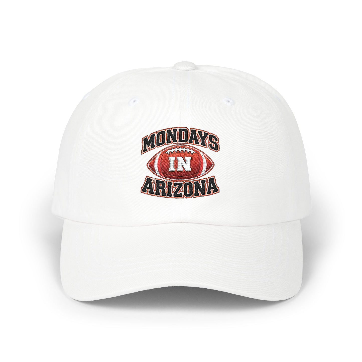 Dad Cap — "Mondays in Arizona" Football Embroidered Hat