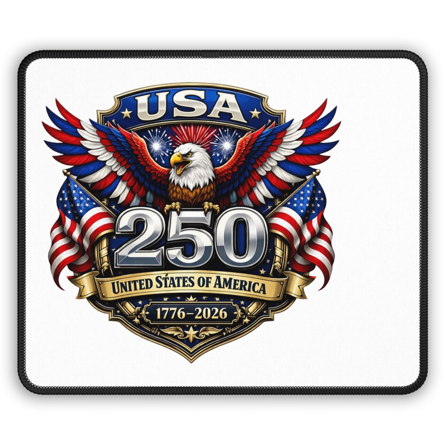 USA 250th Anniversary Gaming Mouse Pad — Patriotic Eagle 1776–2026 Desk Mat