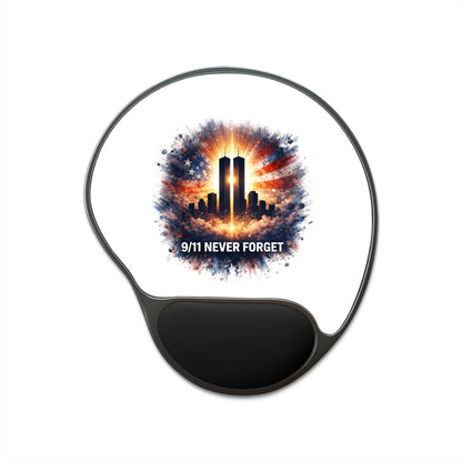 9/11 Never Forget Memorial Mouse Pad with Wrist Rest — Patriotic Twin Towers Tribute